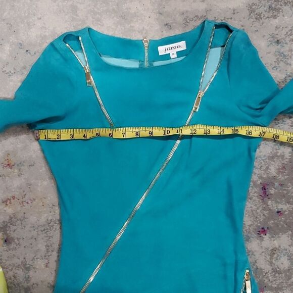Jean Claude Jitrois Genuine Suede Dress in Teal Size XS - Picture 14 of 17